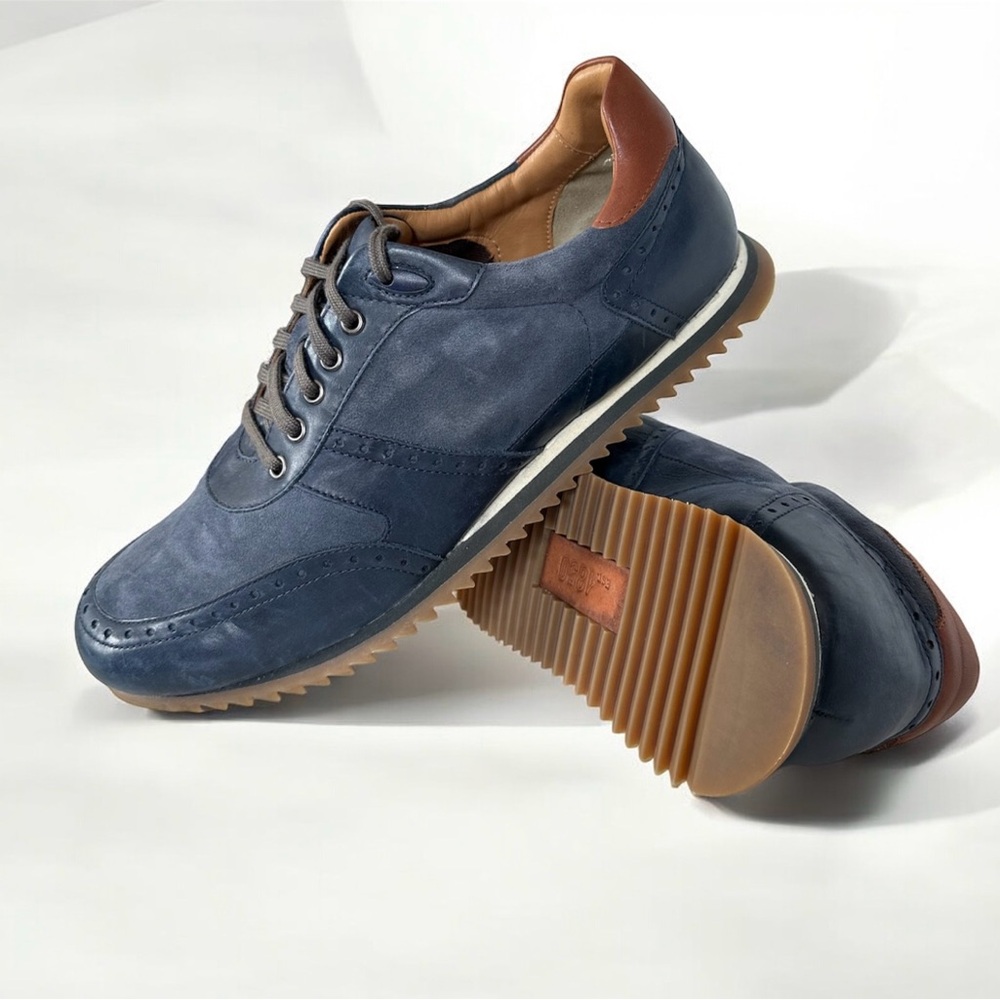 Johnston & Murphy Blue Ryland Wingtip Leather -Suede Dress Sneakers 11.5 Mens